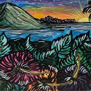 Tropical Sunset Canvas Wall Art